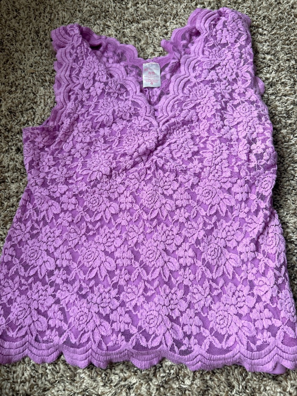 No Boundaries Purple Lace Top Shirt Size 15-17 Fits L / XL